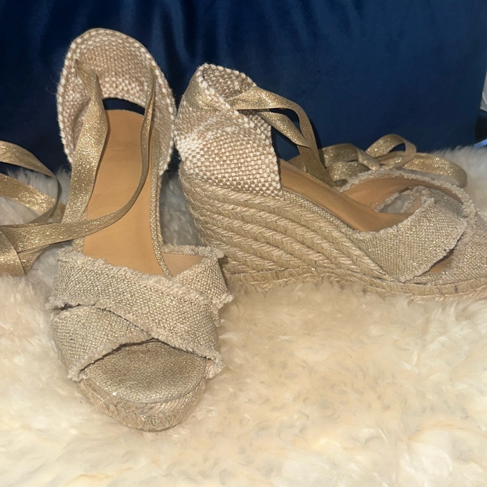 Castañer Metallic Gold Wedge